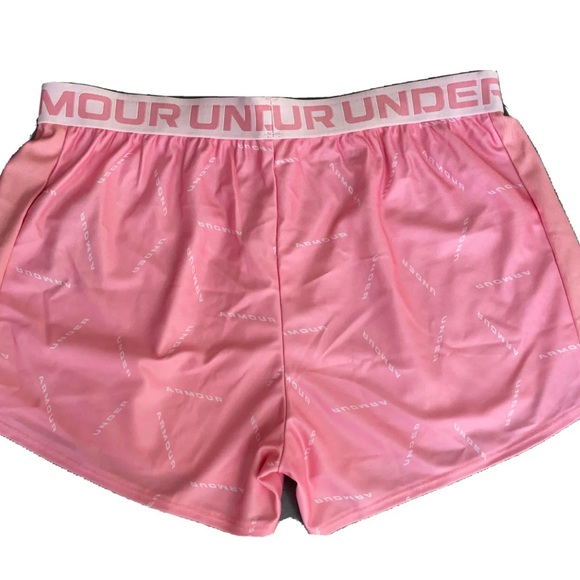 Under Armour Play Up Twitch Short, all over Logo, Pink, Size Medium - Picture 2 of 5